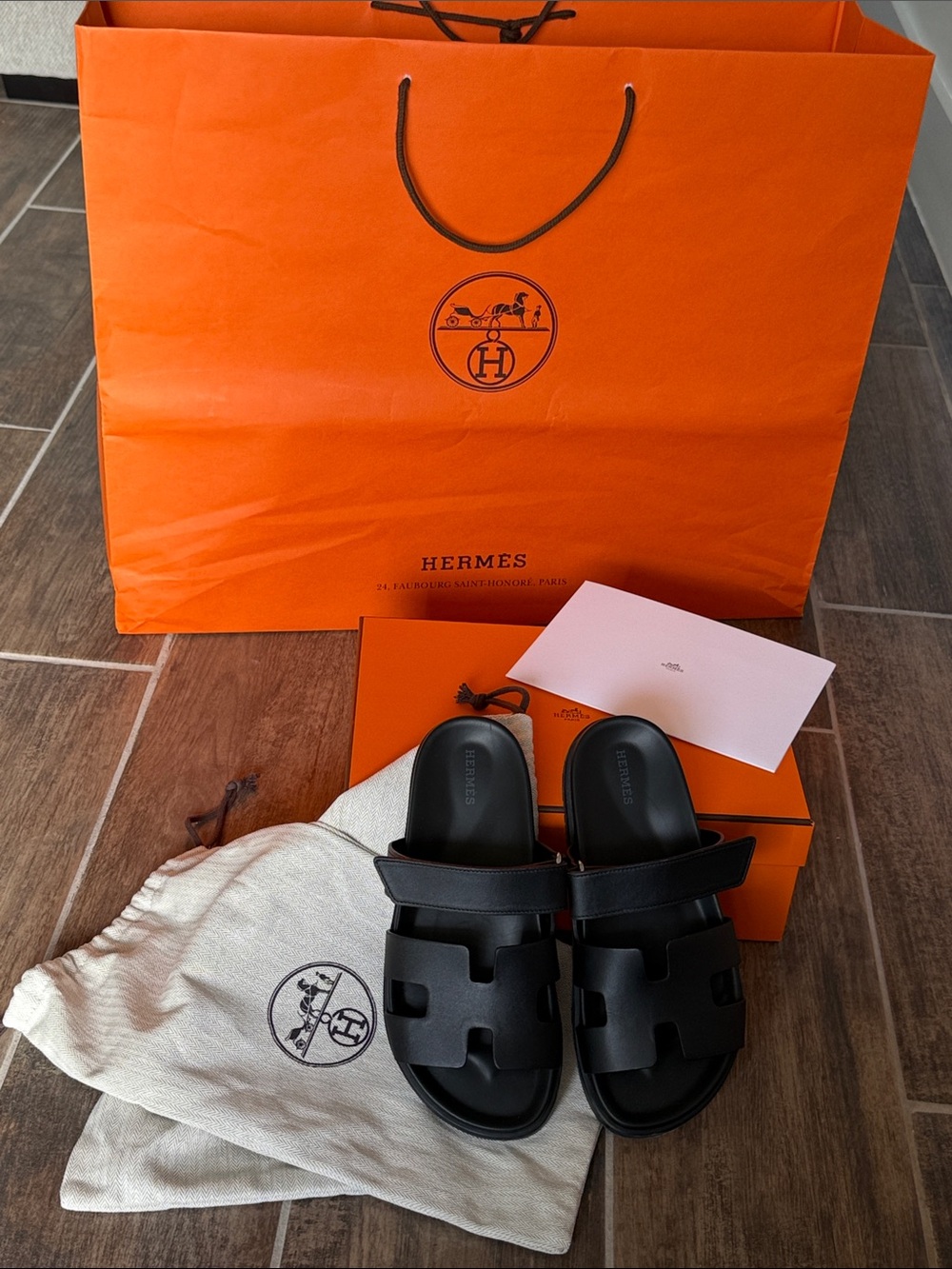 Hermès Chypre sandal in Noir | 38 - Picture 2 of 12